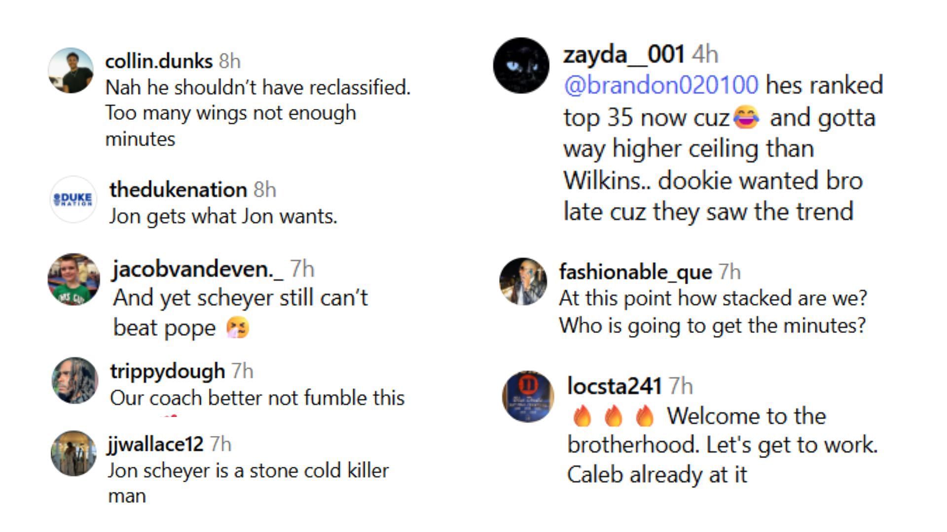 Other reactions on Sebastian Wilkins' commitment to Duke (Image Source; @tiptonedits/Instagram)
